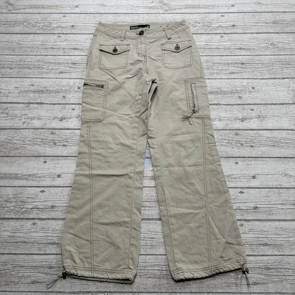 Y2K Hennin Sports Cargo Pants Women's 27 Beige Wide Leg Relaxed Utility Gorpcore